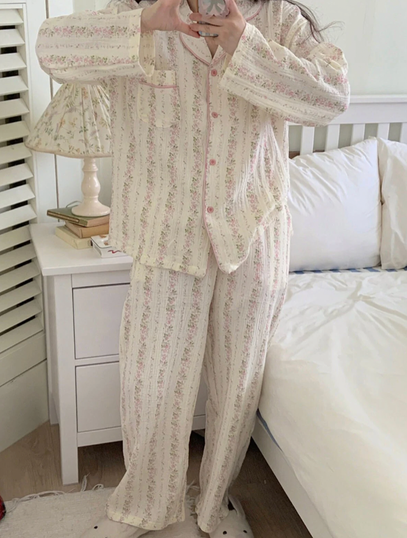 Pink Flower Organic Cotton Pajamas