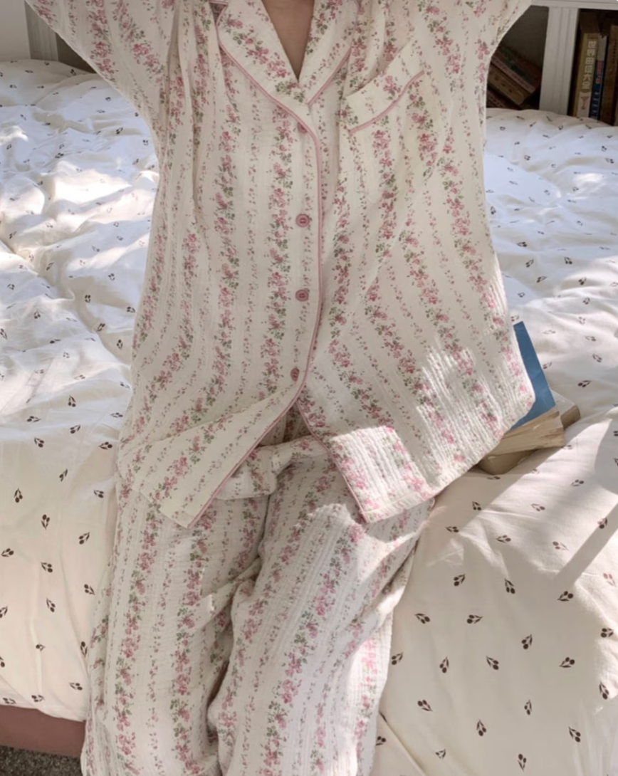 Pink Flower Organic Cotton Pajamas