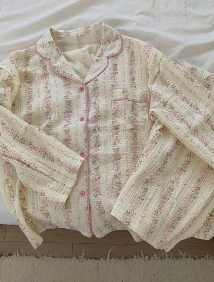 Pink Flower Organic Cotton Pajamas
