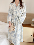 Toile De Jouy Pattern Cotton Robe