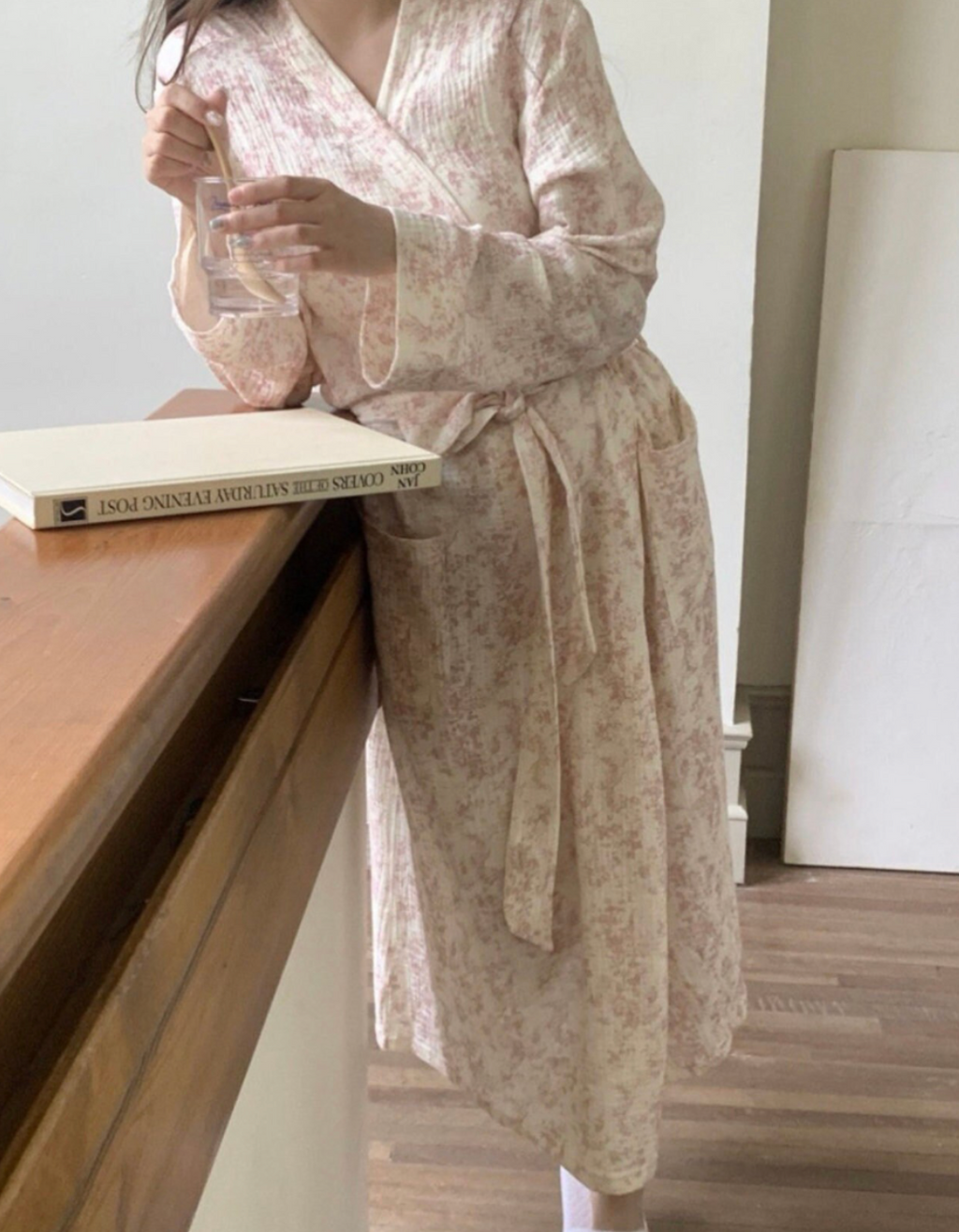 Muslin Toile De Jouy Comfy Robe