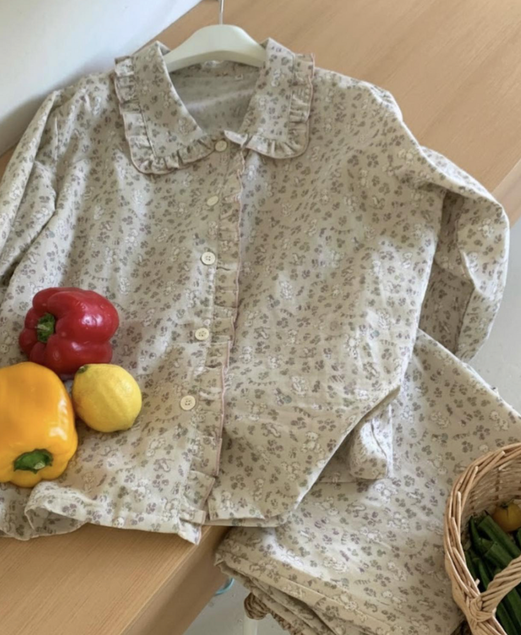 Flower and Bear Print Pajamas