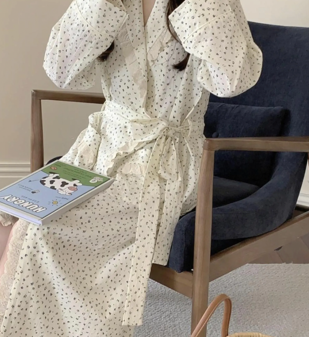Cotton Lace Lounge Robe