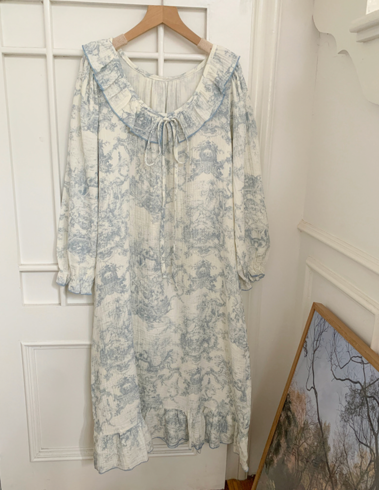 Matching Toile De Jouy Couple Pajamas Set