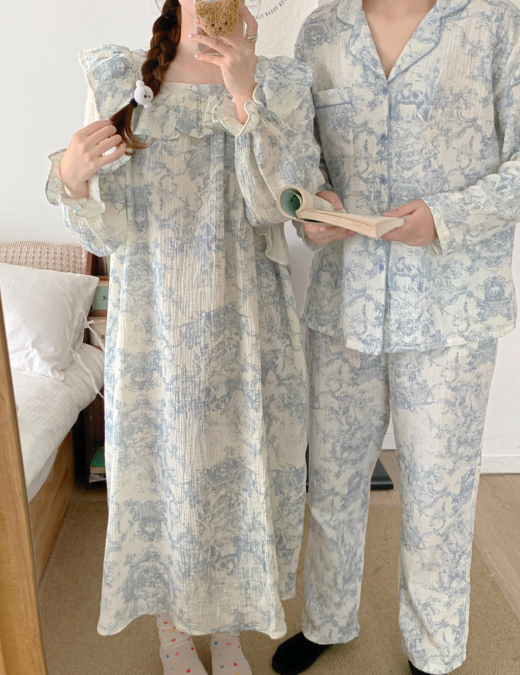 Matching Toile De Jouy Couple Loungewear