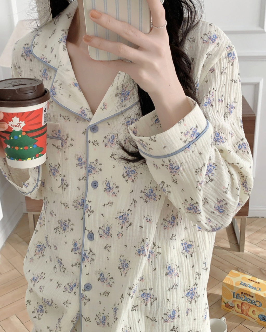 Cozy Floral Print Cotton Pajama Set