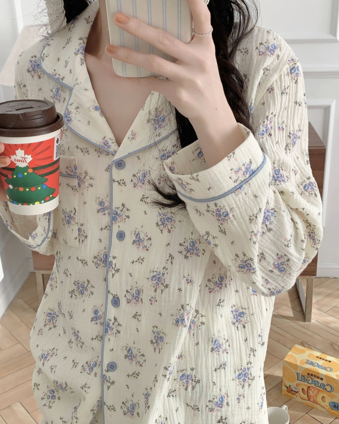 Cozy Floral Print Cotton Pajama Set