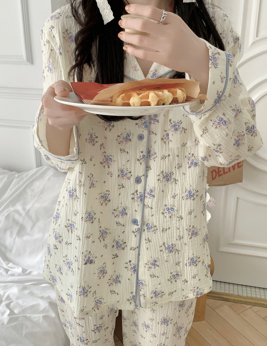 Cozy Floral Print Cotton Pajama Set