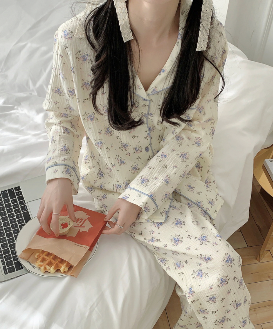 Cozy Floral Print Cotton Pajama Set