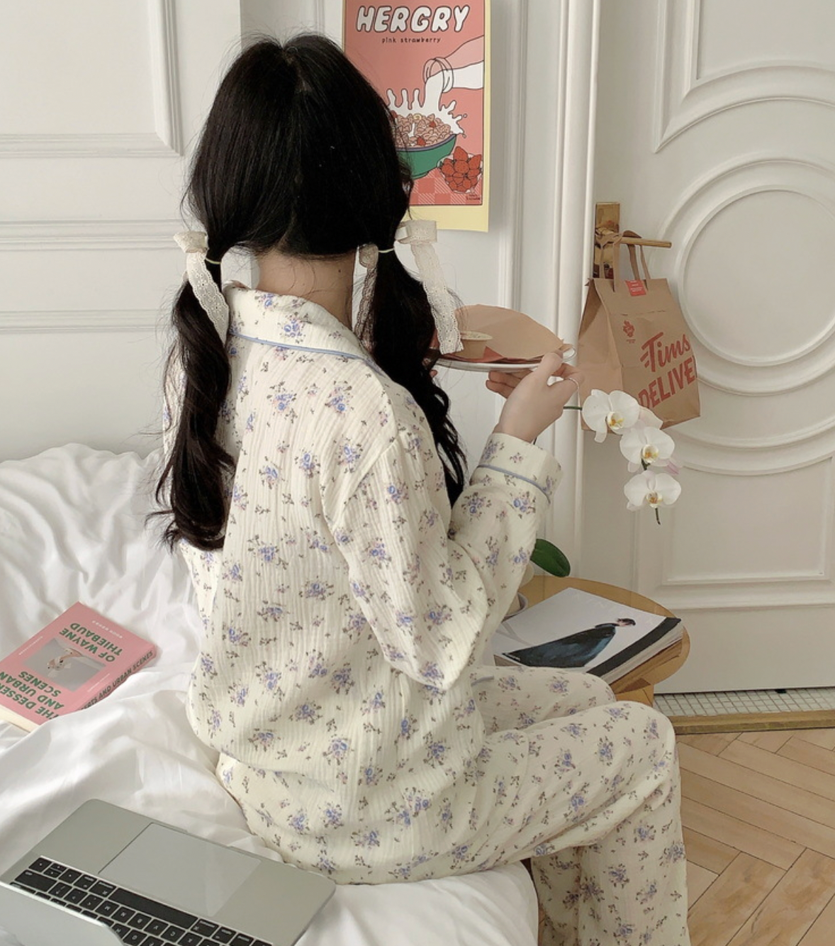 Cozy Floral Print Cotton Pajama Set