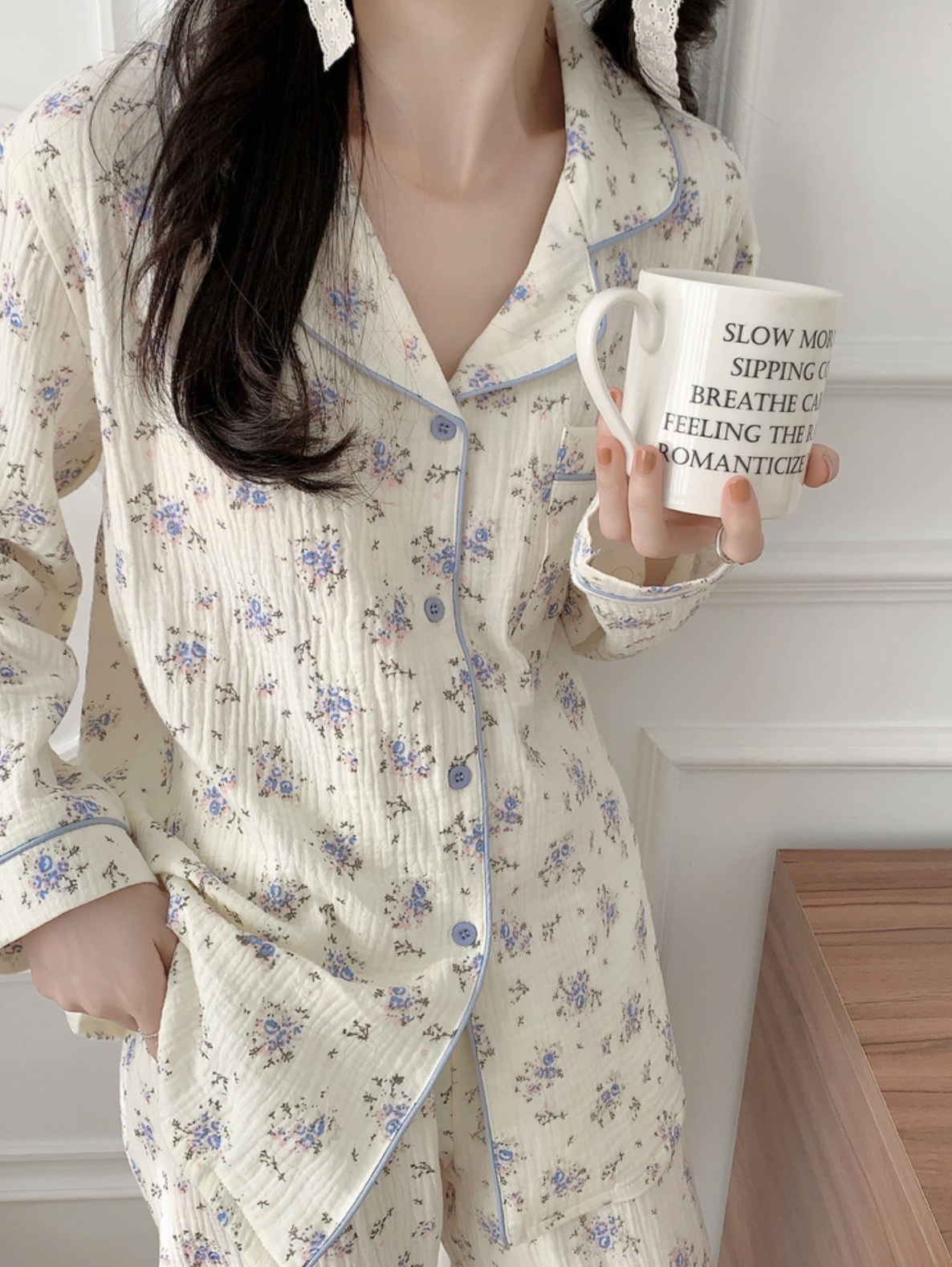 Cozy Floral Print Cotton Pajama Set