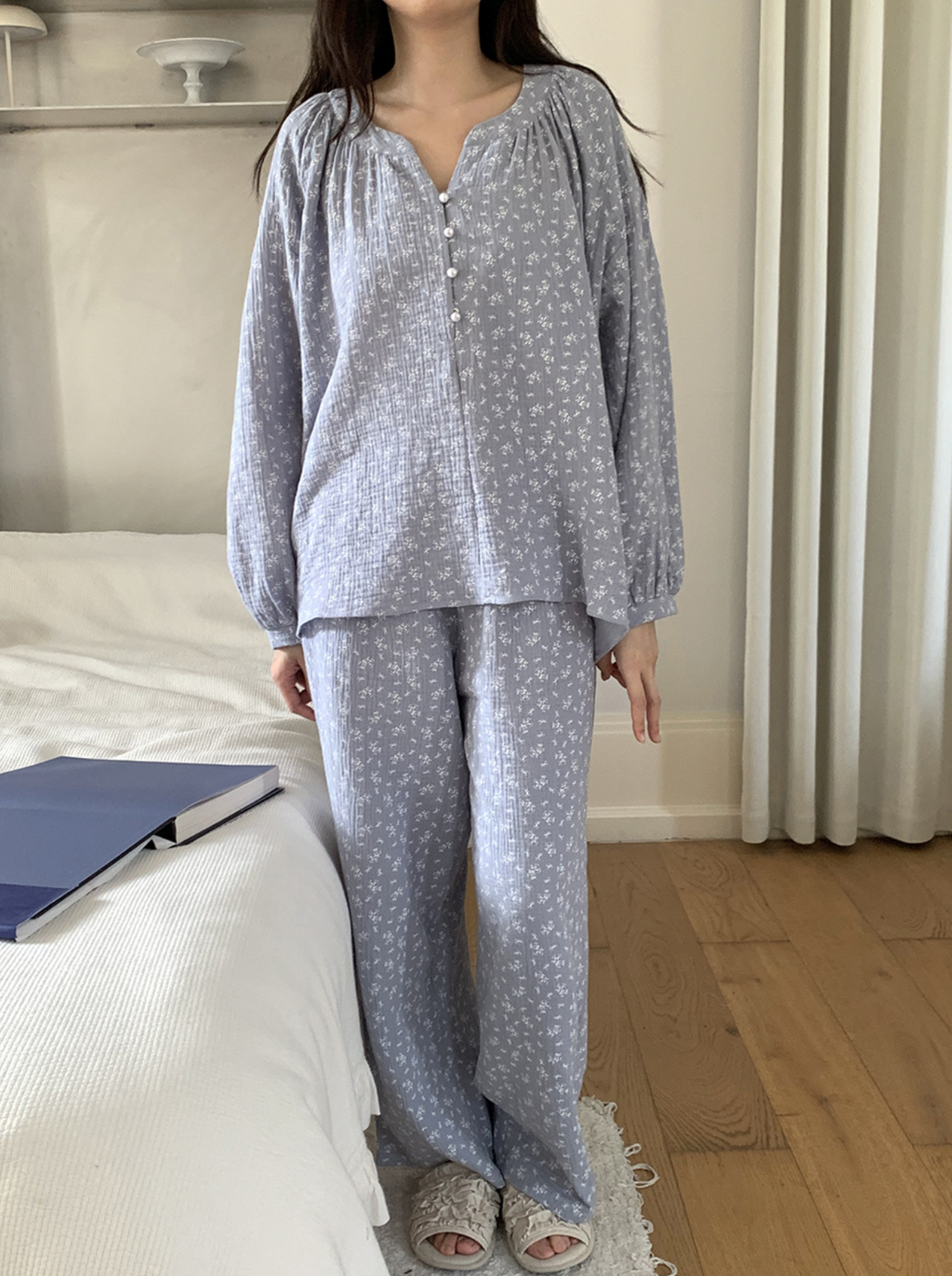 Blue Floral Nightgown & Pajamas