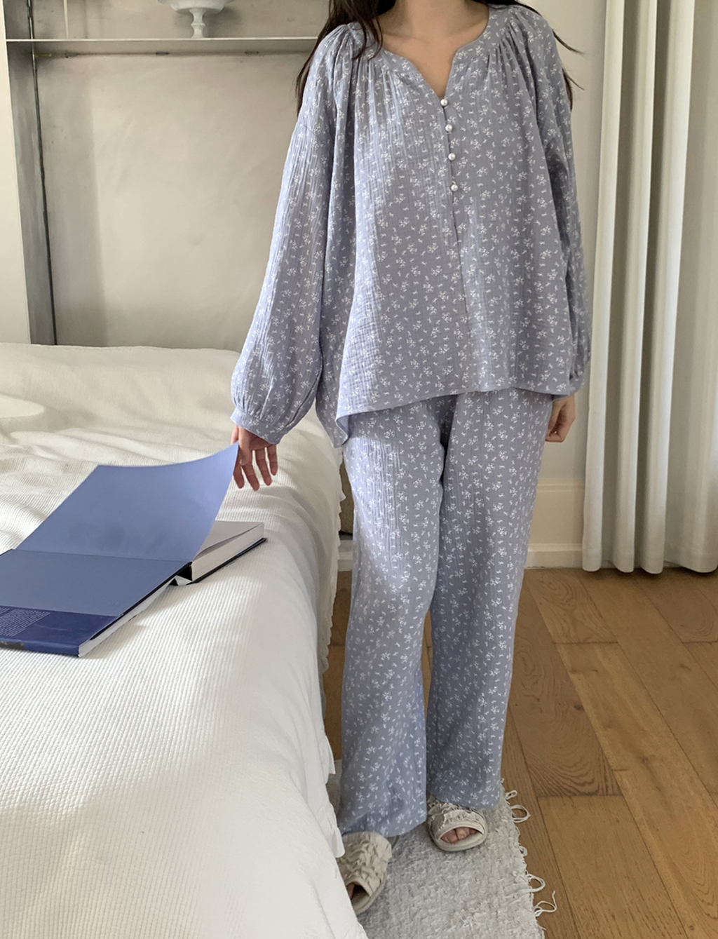 Blue Floral Nightgown & Pajamas