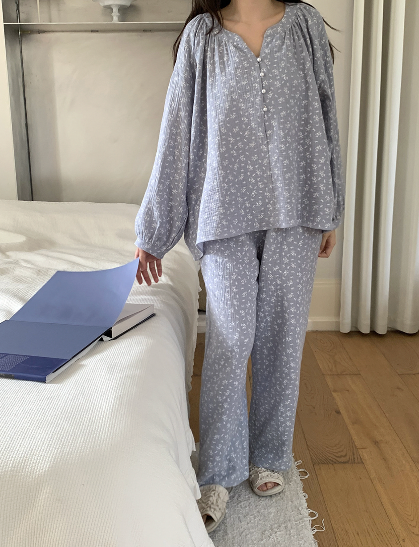 Blue Floral Nightgown & Pajamas