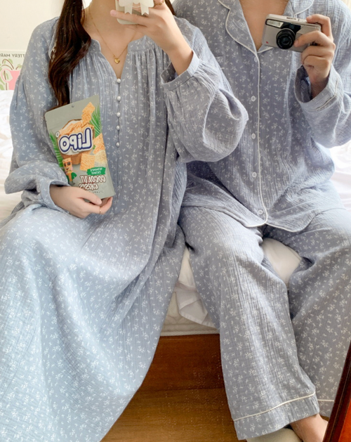 Blue Floral Nightgown & Pajamas