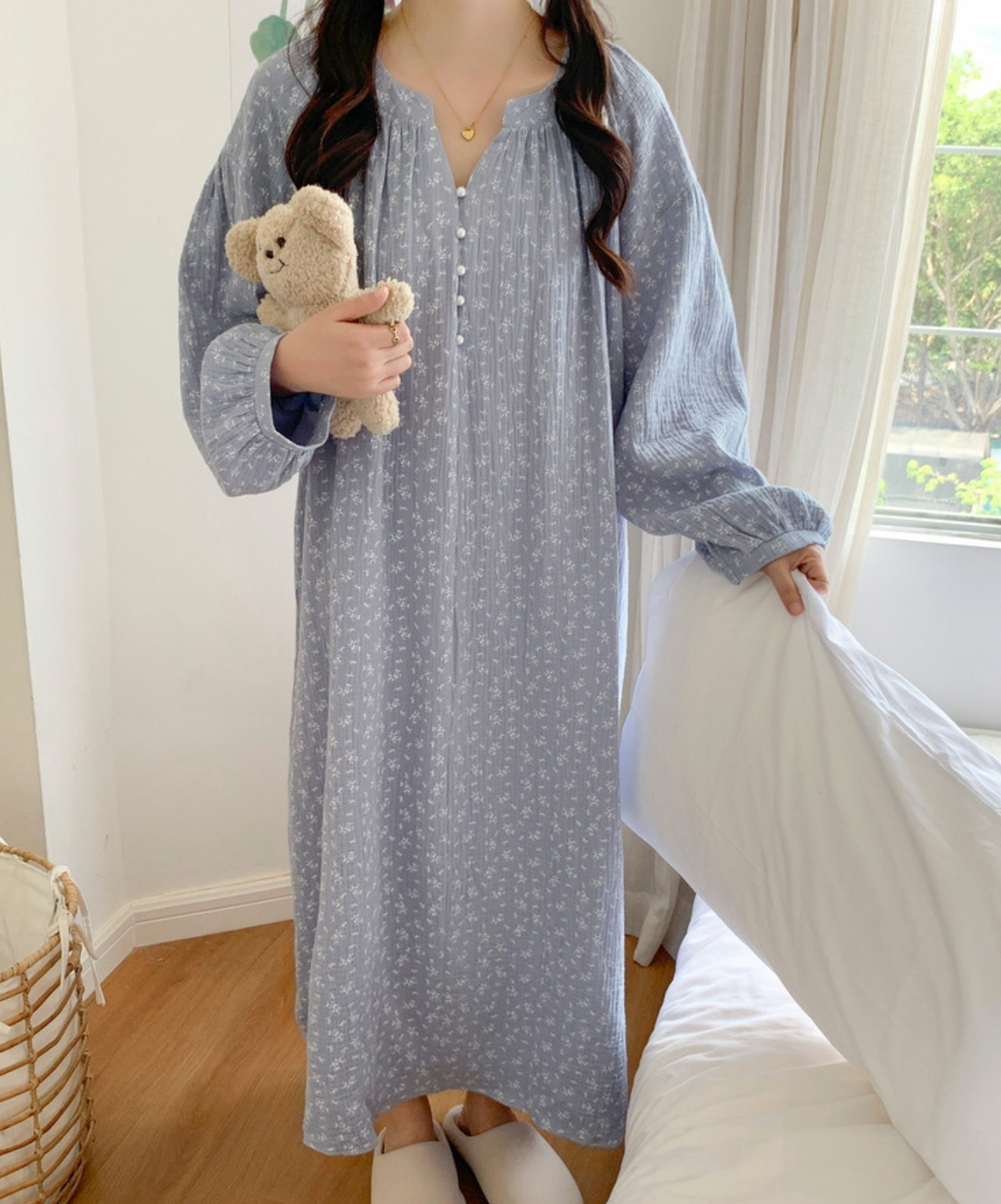 Blue Floral Nightgown & Pajamas