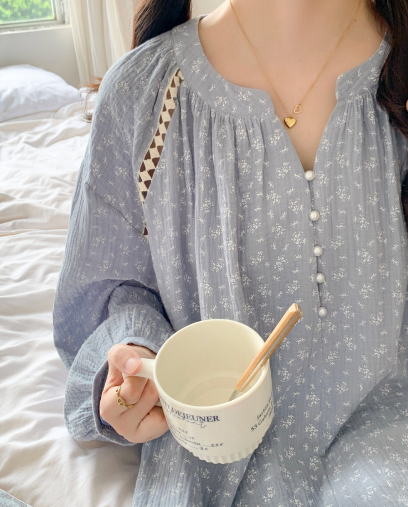 Blue Floral Nightgown & Pajamas
