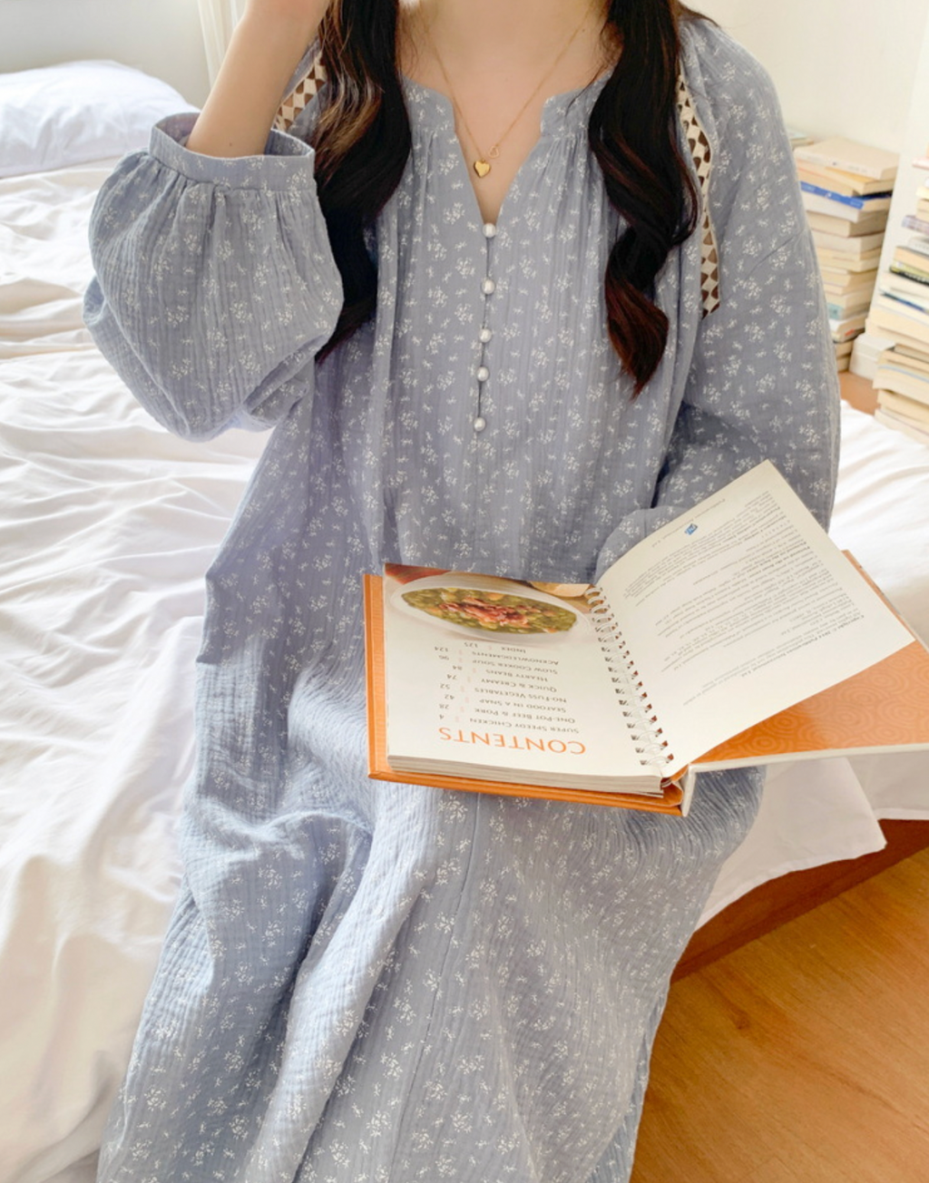 Blue Floral Nightgown & Pajamas