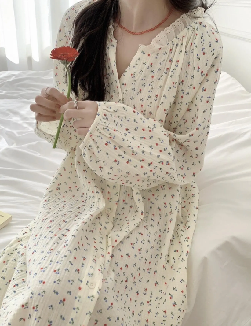 Floral Cotton Pajama Set & Nightgown