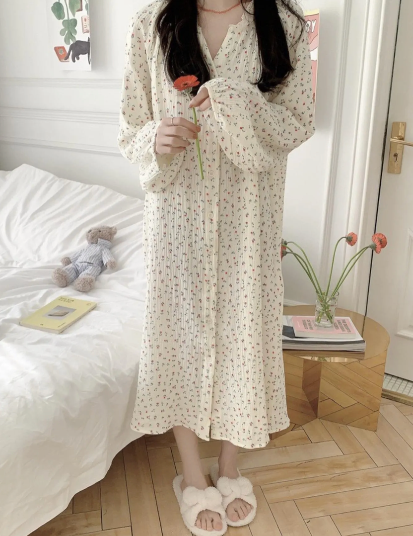 Floral Cotton Pajama Set & Nightgown