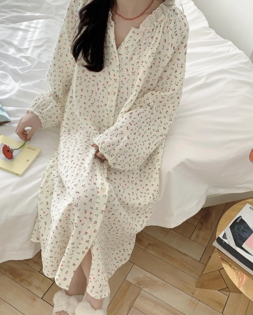 Floral Cotton Pajama Set & Nightgown