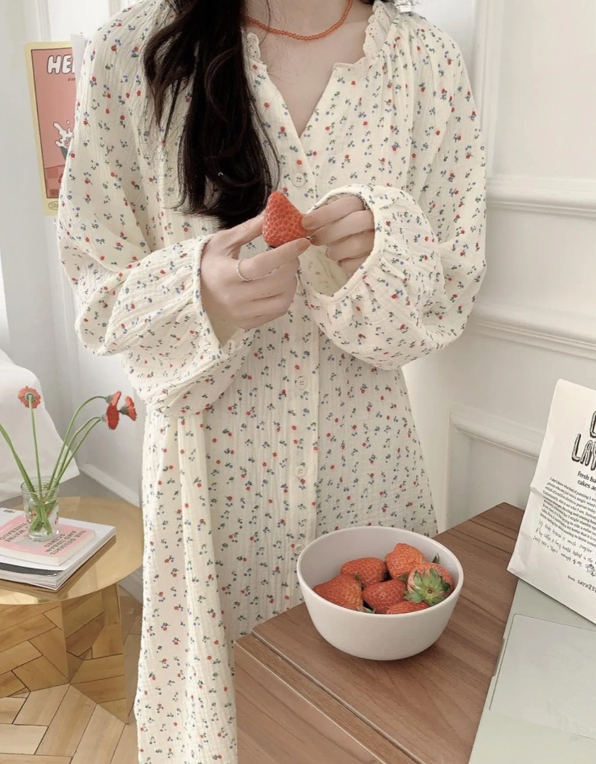 Floral Cotton Pajama Set & Nightgown