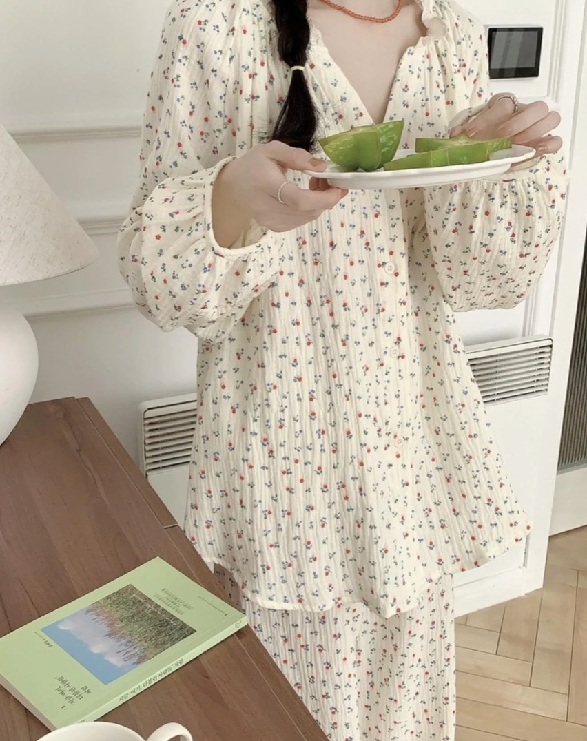 Floral Cotton Pajama Set & Nightgown