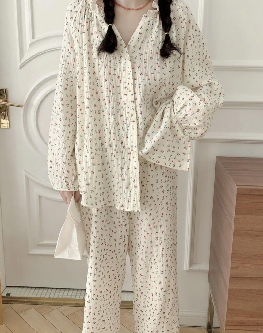 Floral Cotton Pajama Set & Nightgown