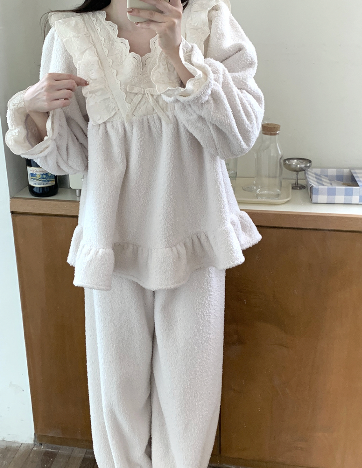 Cozy Fluffy lace Pajama Set