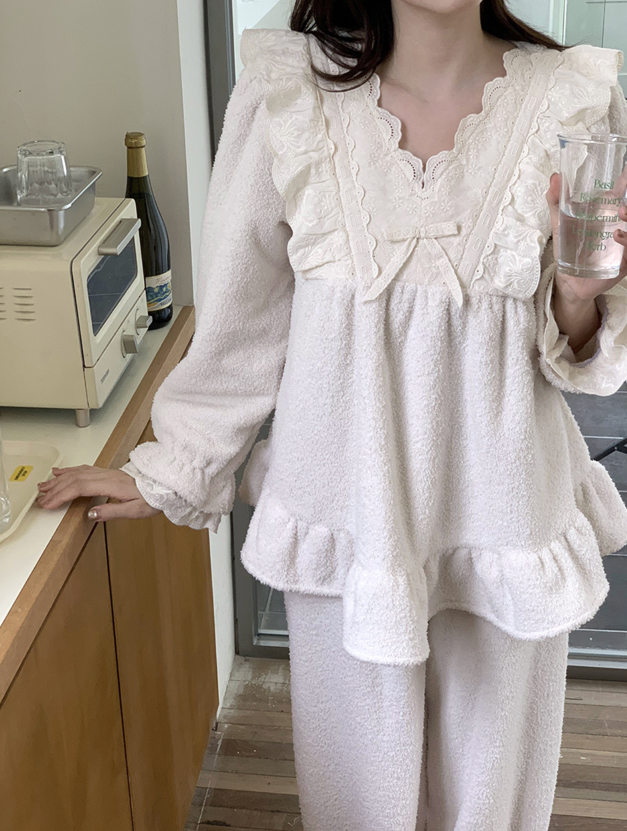 Cozy Fluffy lace Pajama Set
