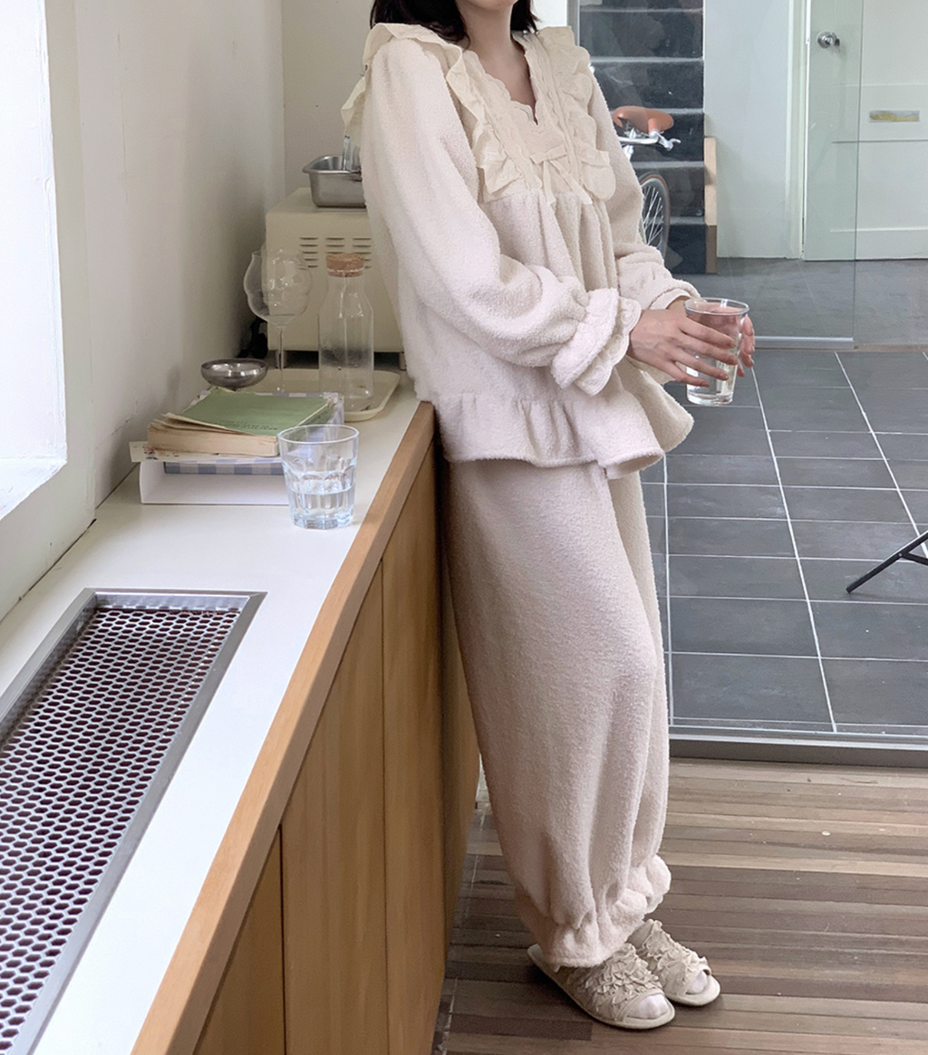 Cozy Fluffy lace Pajama Set