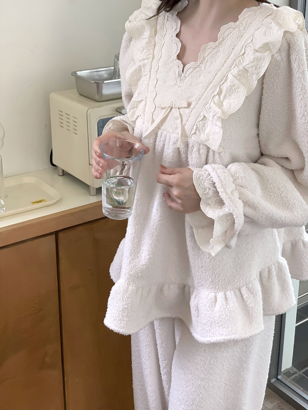 Cozy Fluffy lace Pajama Set