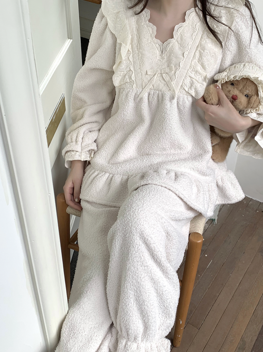 Cozy Fluffy lace Pajama Set