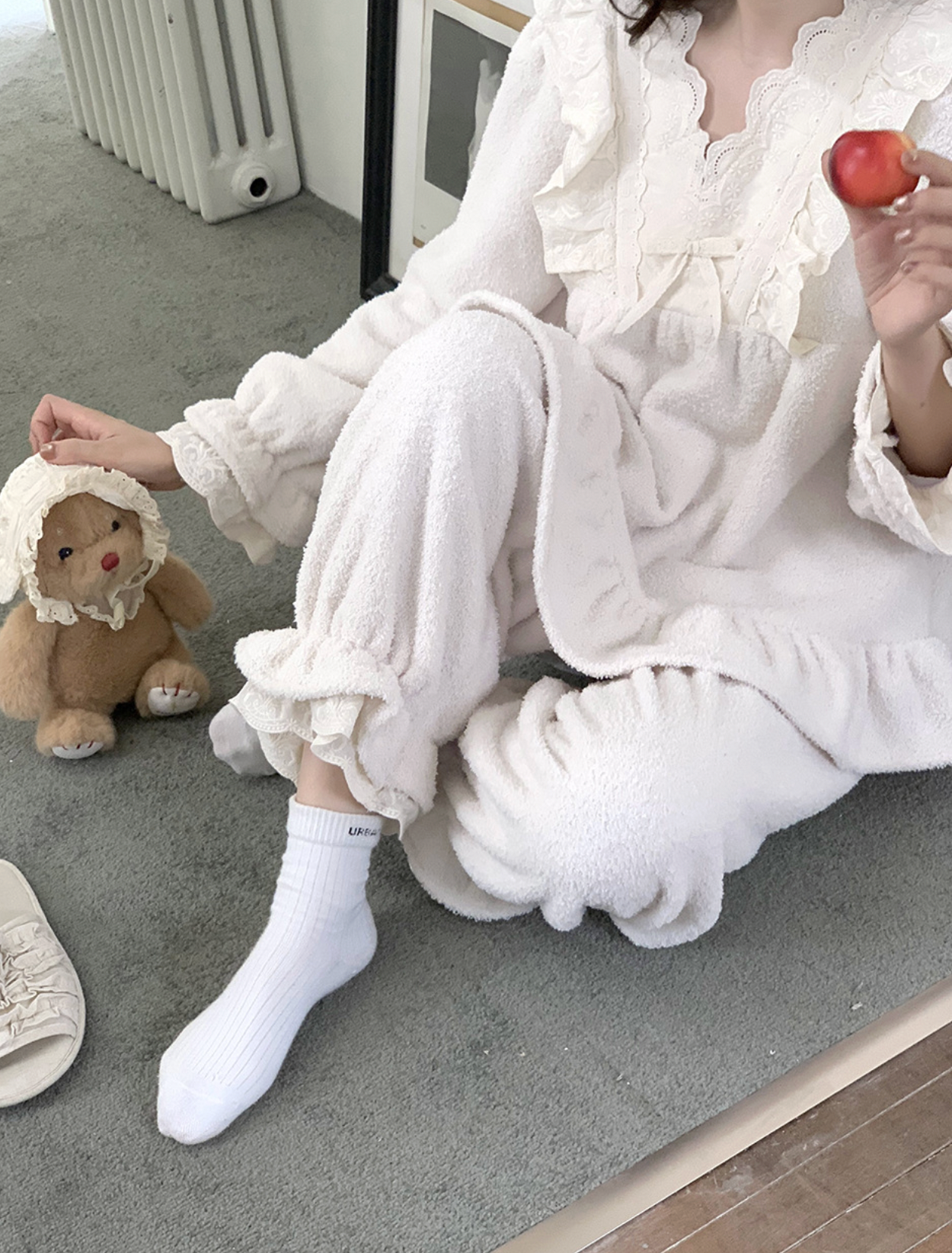 Cozy Fluffy lace Pajama Set