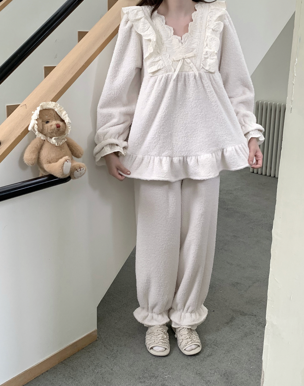 Cozy Fluffy lace Pajama Set