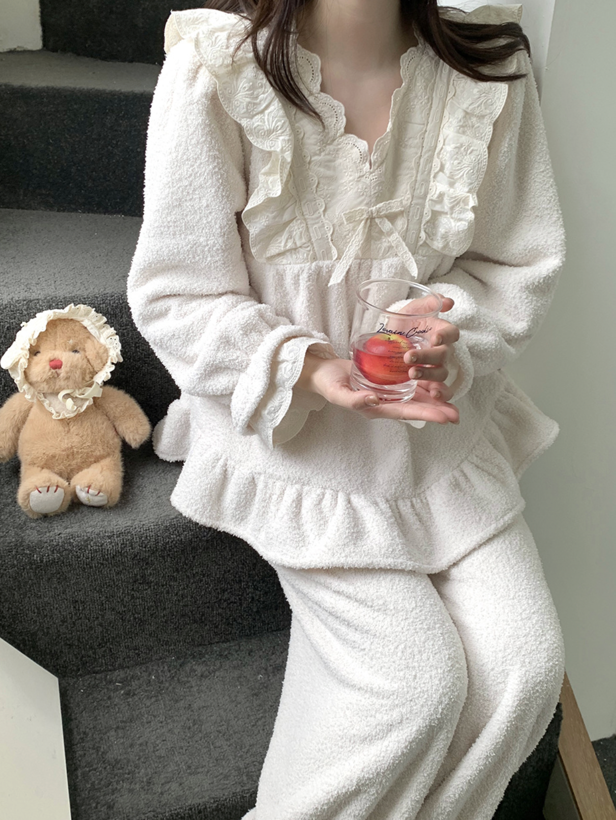 Cozy Fluffy lace Pajama Set