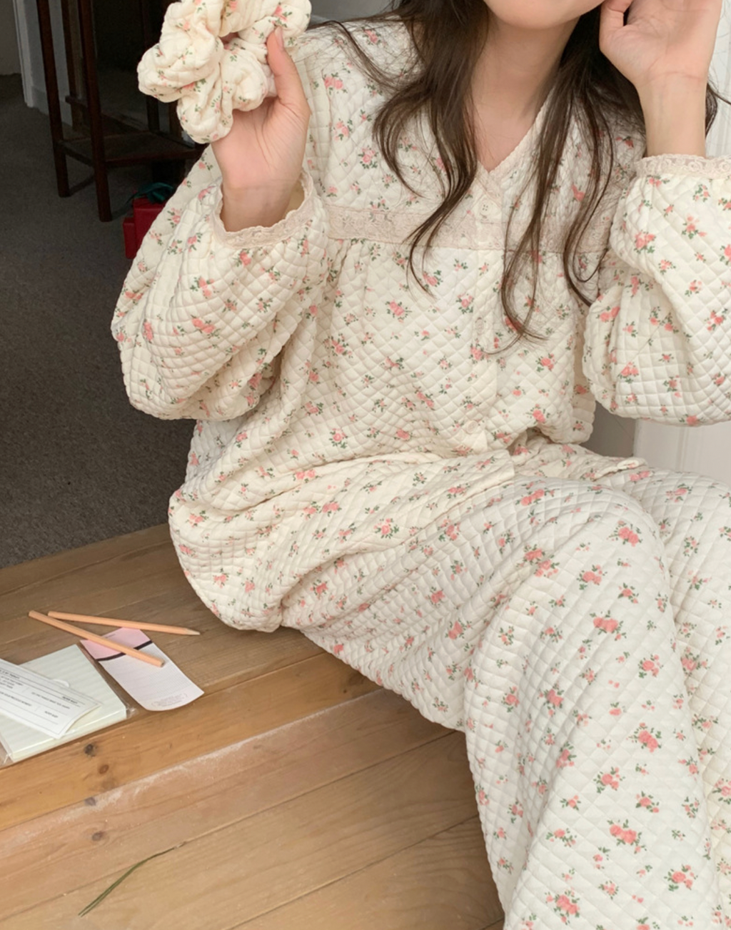 Floral Warm Quilted Pajama Set
