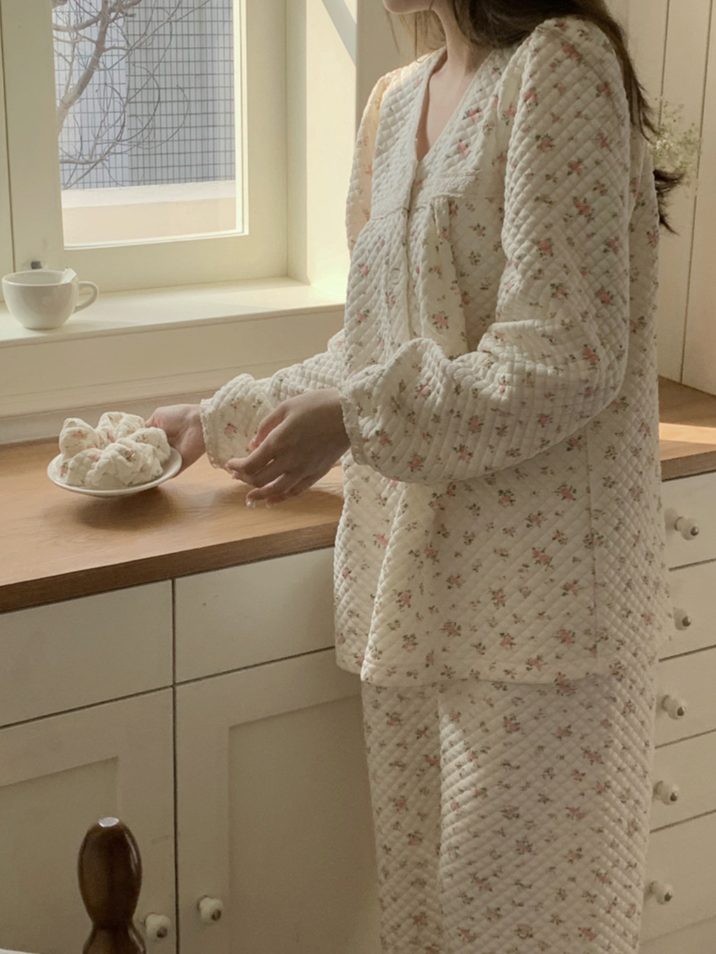 Floral Warm Quilted Pajama Set