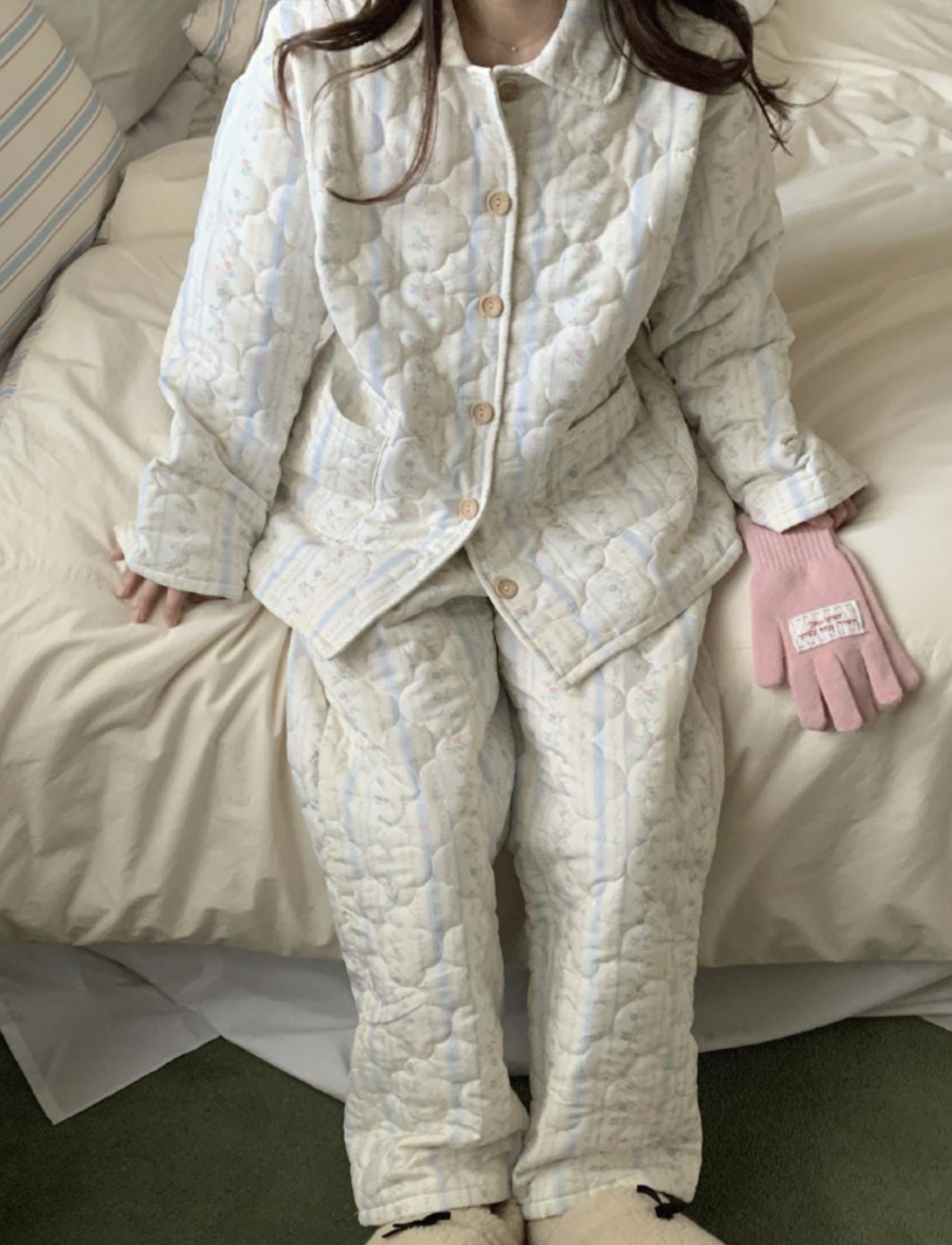 Floral Quilted Pajama Set
