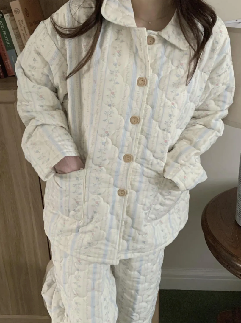 Floral Quilted Pajama Set