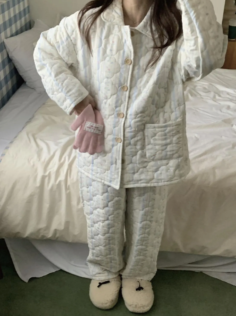 Floral Quilted Pajama Set