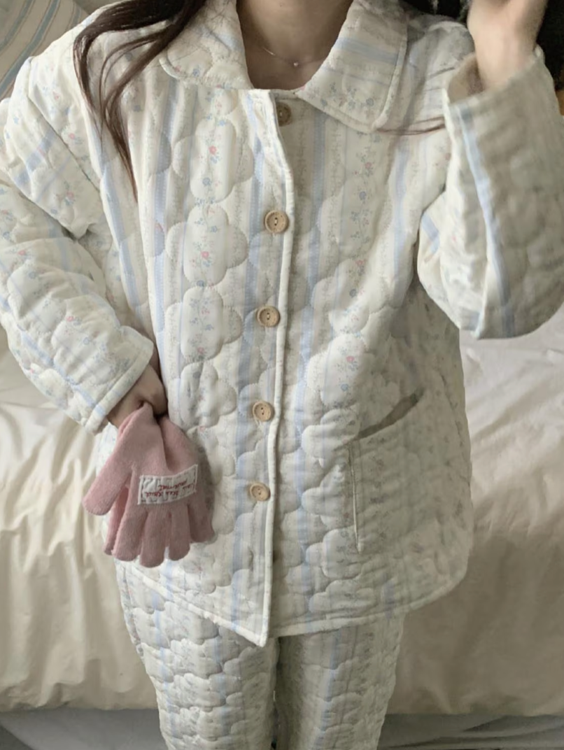 Floral Quilted Pajama Set