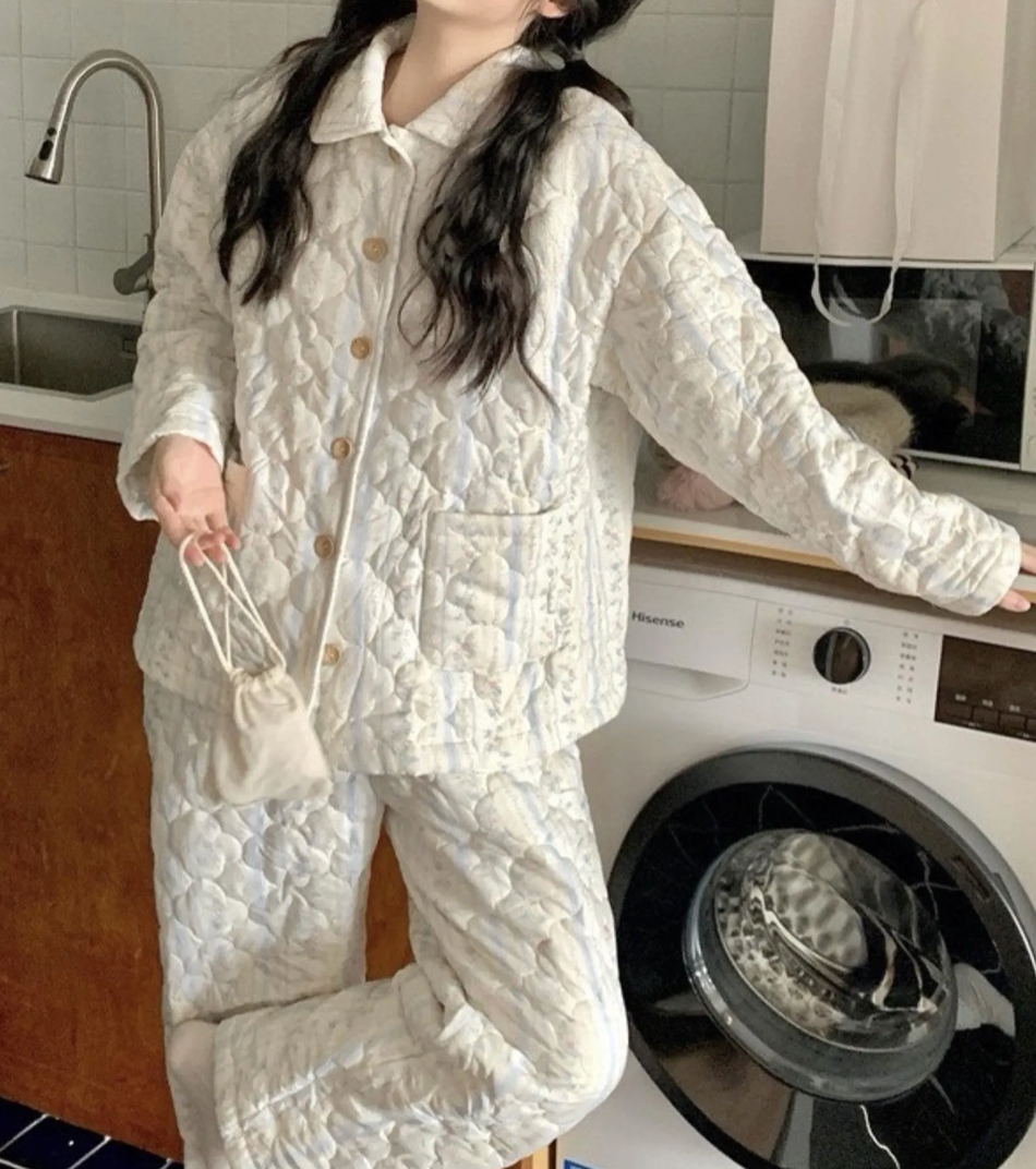 Floral Quilted Pajama Set