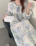 Toile De Jouy Pattern Cotton Nightgown