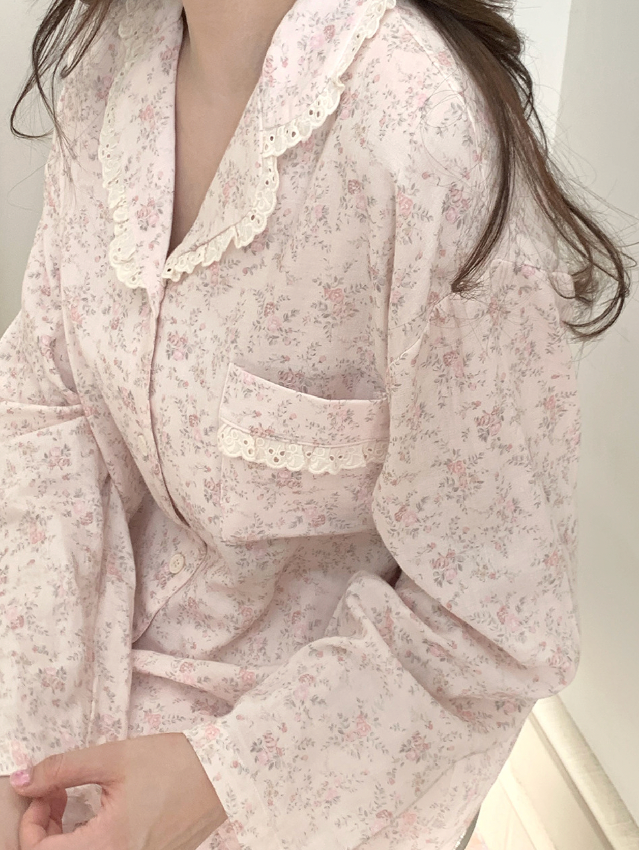 Pink Flower Cotton Pajamas