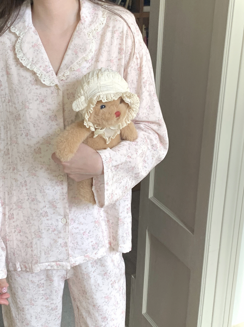 Pink Flower Cotton Pajamas