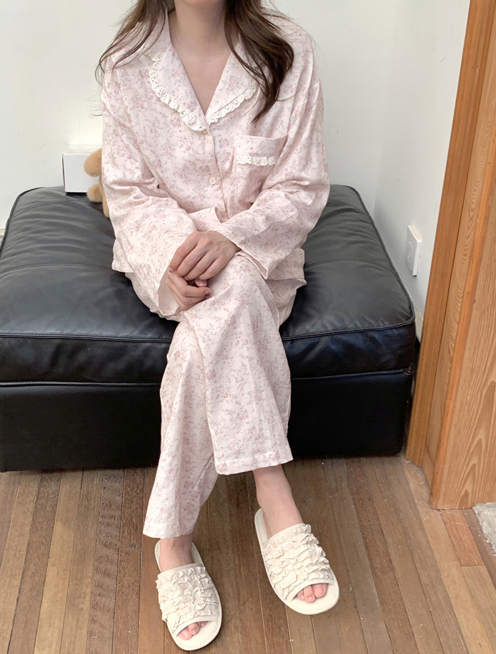 Pink Flower Cotton Pajamas