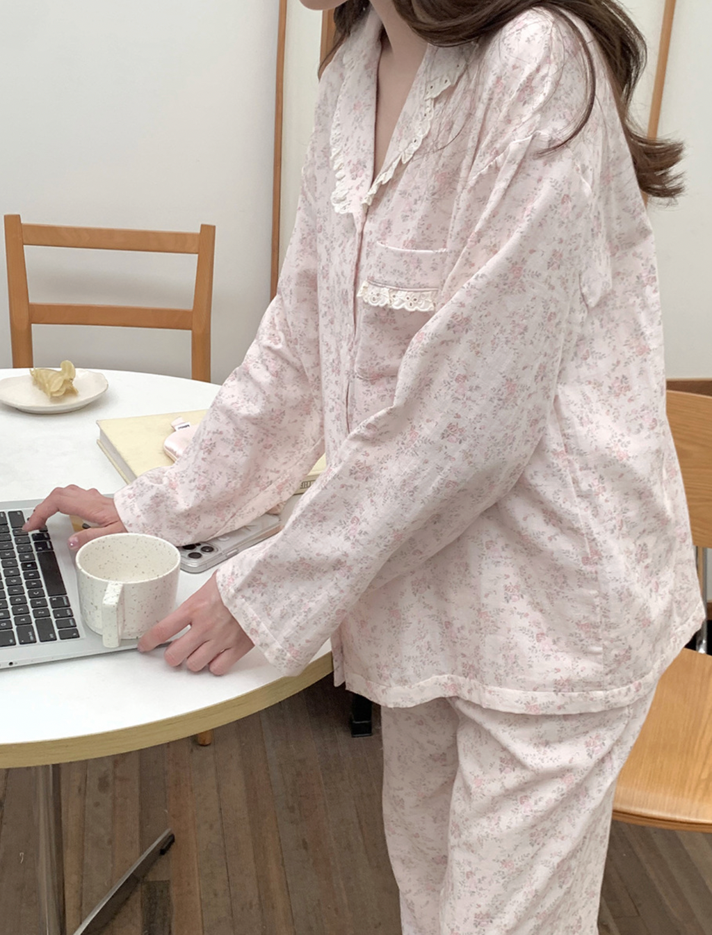 Pink Flower Cotton Pajamas