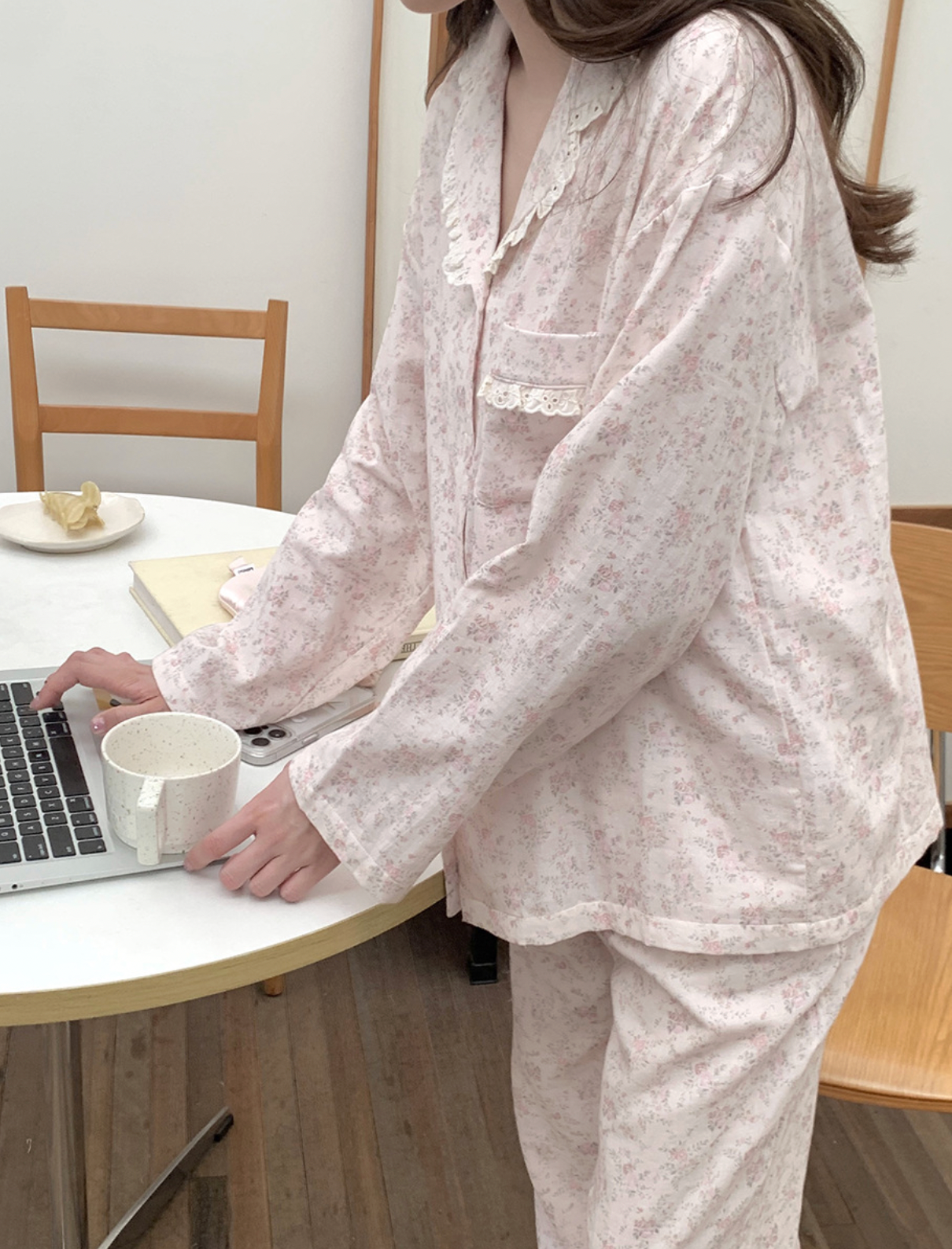 Pink Flower Cotton Pajamas