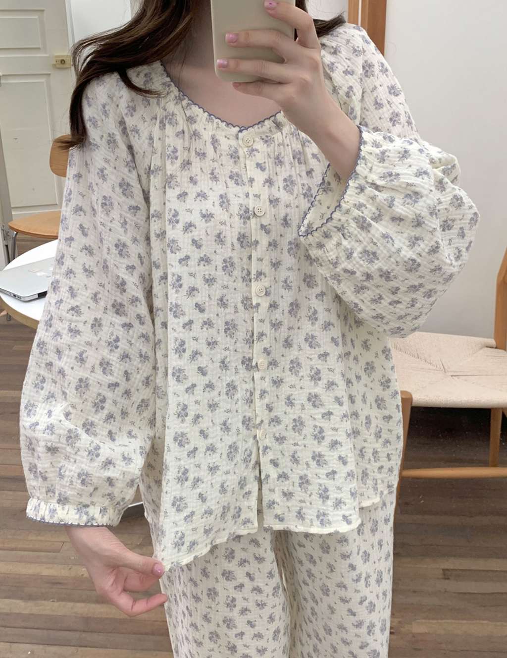 Floral Print Cotton Pajama Set